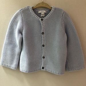 Light blue knit Jacadi cardigan.